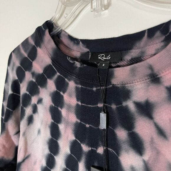NEW! RAILS Theo black skeleton Tie Dye pullover black crewneck sweater SMALL - Picture 3 of 5